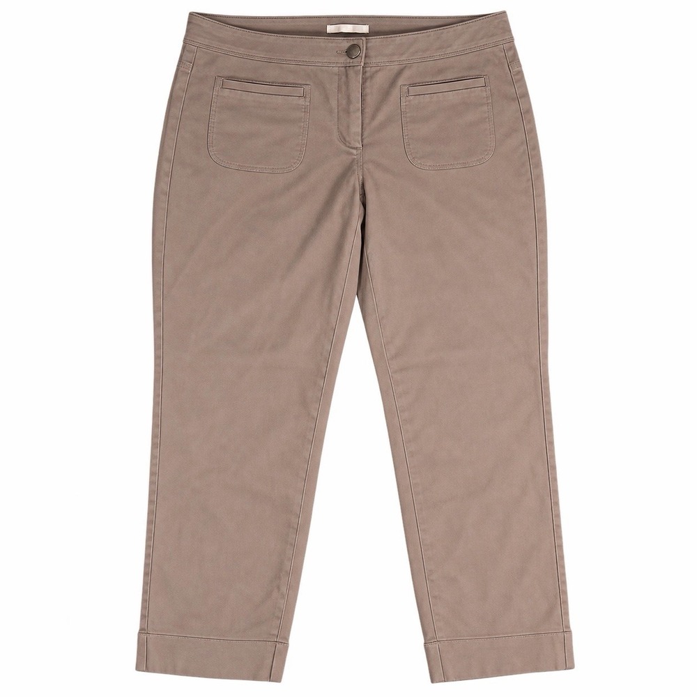 eileen fisher cropped beige pants cropped cuffed tapered leg pants s